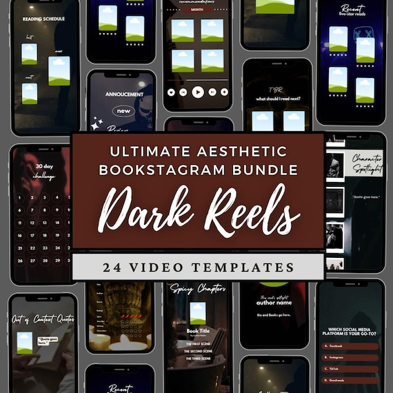 Faceless Reel Bookstagram Bundle Canva Template, Book Review Social Media Content, Instagram BookTok, Dark Romance Thriller Horror Fantasy