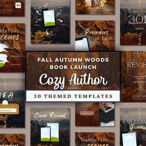 Cozy Autumn Author Bookstagram Canva Template Social Media Post, Book Launch Release Promo, Aesthetic Instagram Bundle Halloween Rustic Fall