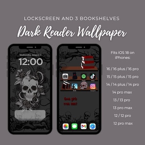 Dark Romance Smut Reader Bokhylla iPhone iOS 18 Bakgrund, Stora och Små Ikoner, Matchande Set Låsskärm Bakgrund Hemskärm, Bokälskare