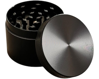 50mm Black Metal Herb Grinder: 4-Layer Zinc Alloy Crusher