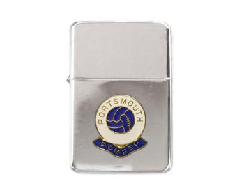 Portsmouth football club polished chrome stormproof petrol lighter with option to personalise
