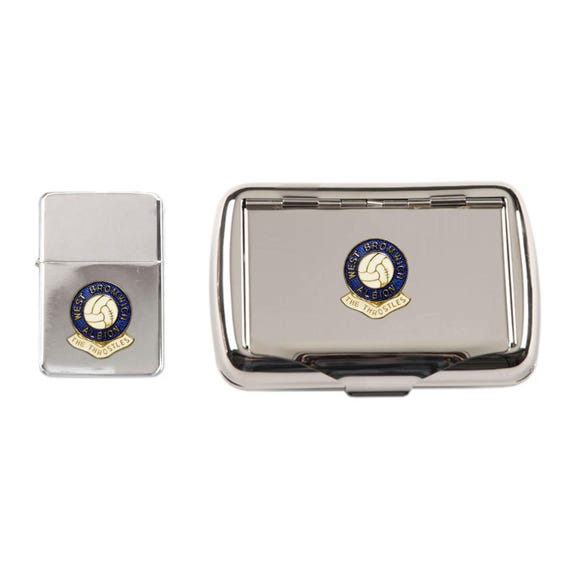 Buy West Bromich Albion WBA Football Club Polished Chrome Tobacco Tin and  Stormproof Petrol Lighter With Option to Personalise Online in India