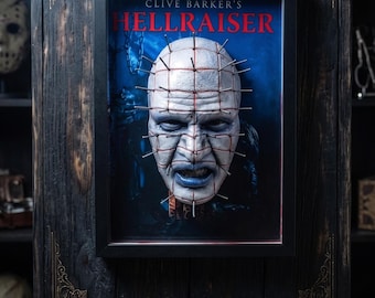 Pinhead quadro horror 3D con chiodi reali Hellraiser decorazione da parete dipinta a mano Nightmares in Frame Italia – 3D Wall Art • The ...