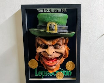 Leprechaun 3D Horror Art – 90s Cult Handmade Sculpture Painting – Nightmares in frame