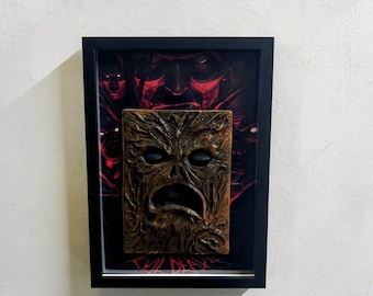 Necronomicon Ex-Mortis 3D Wall Art – Hand Painted Evil Dead Frame – Nightmare in Frame – Handmade Horror Decor – Lovecraftian Grimoire