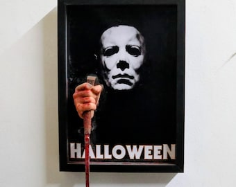 Michael Myers 3D Wall Art – Halloween Horror Frame – Nightmare in Frame – Handmade Hand-Painted Horror Decor