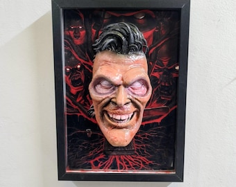 Evil Dead Ash Williams 3D Wall Art – Deadite Ash Hand Painted Frame – Nightmares in Frame – Horror Movie Decor – Groovy Cult Collectible
