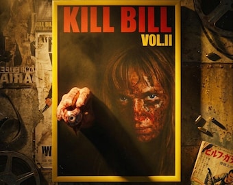 Kill Bill Vol. 2 - De wraak van de bruid | Handgeschilderd 3D-reliëf muurkunst • Gele lijst met cultfilmthema