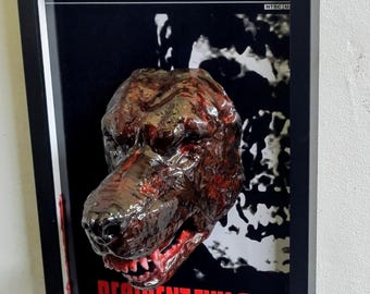 Resident Evil 2 3D Wall Art – Zombie Dog PlayStation Framed Cults – Hand Painted Gaming Decor – Cerberus Horror Piece Capcom Inspired