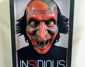 Insidious 3D Wall Art – Lipstick Face Demon Nightmare in Frame – Hand Painted Horror Decor – Gothic Movie Poster Lipstick Demon Collectible