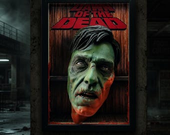 Nightmares in Frame - Zombie Dawn of the Dead 3D Wall Art | George Romero Cult Horror Movie Frame Hand Painted Sculpture