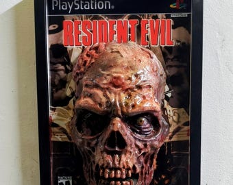 Resident Evil 3D Wall Art – Zombie PlayStation Framed Cults – Hand Painted Retro Gaming Decor – Biohazard Collector Piece Capcom Inspired