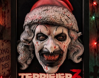 Nightmares in Frame - Art the Clown Terrifier 3 | 3D Horror Kerstschilderij Handgeschilderd Muurkunstwerk Cultfilm Damien Leone