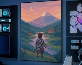 Poster Anime Slayer | Anime Wand Kunst | Japanisches Raumdekor | Otaku Geschenk | Anime Kunstwerk | Anime Fan Geschenk | Mangakunst