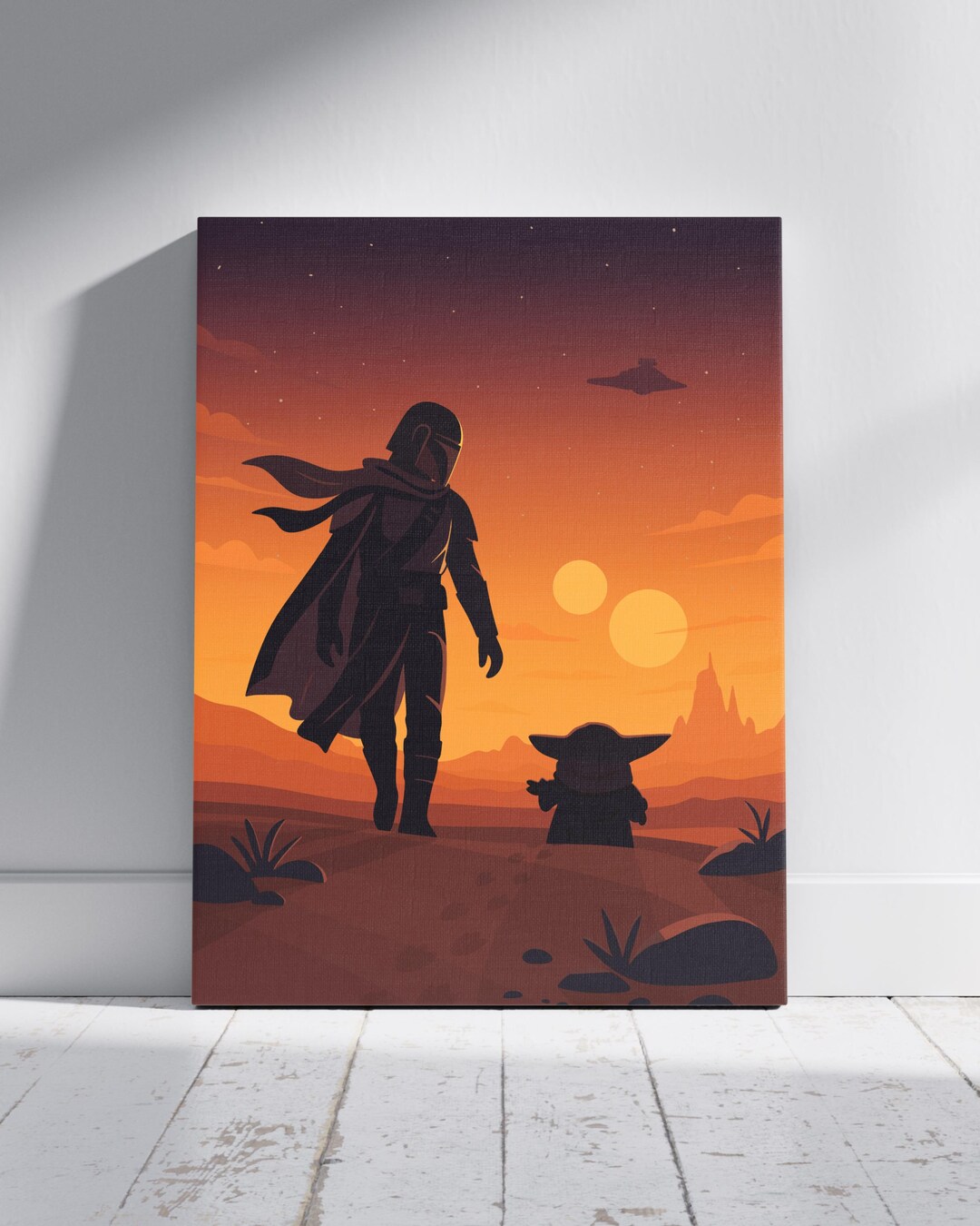 Mandalorian and Grogu Canvas Print | Star Wars Inspired Wall Art for ...