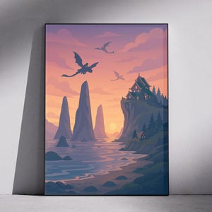 Toothless and Hiccup remain beloved characters as HTTYD returns in live-action. This dragon poster print taps into that legacy with fantasy art that fits nurseries, movie rooms, and fan collections. A must-have for dragon lovers, animation fans, and Berk-inspired wall decor.