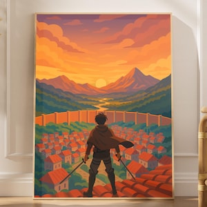 Póster de Titan Anime: Arte mural de manga japonés, descarga digital / Decoración de dormitorio de anime