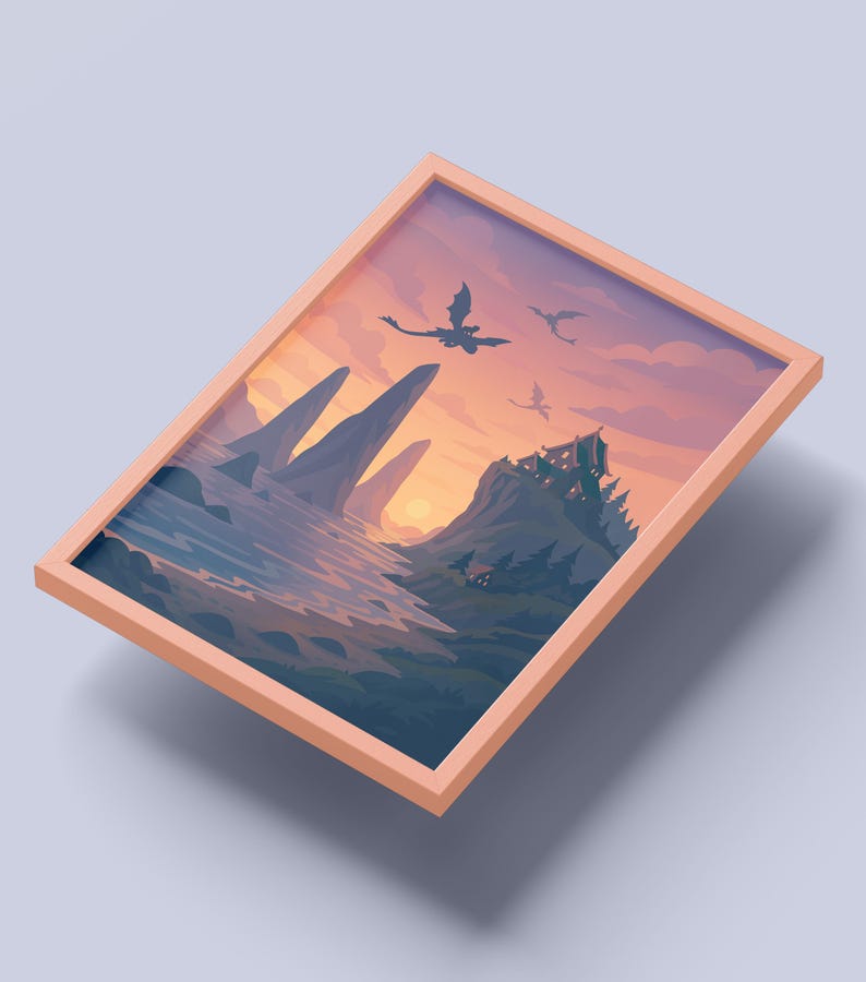 Fantasy fans are embracing dragon decor again with How to Train Your Dragon’s live-action comeback. This Hiccup and Toothless-inspired poster brings magical, emotional adventure to your walls. Perfect for fans of dragons, animation, friendship stories, and Viking-inspired gifts.