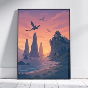 Dragon posters are trending as How to Train Your Dragon returns to theaters in live-action form. This Toothless and Hiccup-inspired print is perfect for decorating kids’ spaces, fantasy-themed dorms, and collectors’ rooms. Great gift for fans of cinematic dragon stories and animation legends.