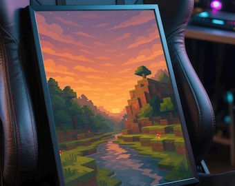 Pixel Gamer Poster – Videospiel Wand-Kunstdruck für Büro und Spielzimmer