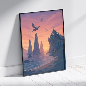 How to Train Your Dragon fans are loving fantasy wall art again thanks to the live-action reboot. This Toothless and Hiccup inspired poster is a top choice for movie fans, Viking room decor, and dragon-themed bedrooms. Great for teens, kids, and anyone obsessed with DreamWorks dragons.