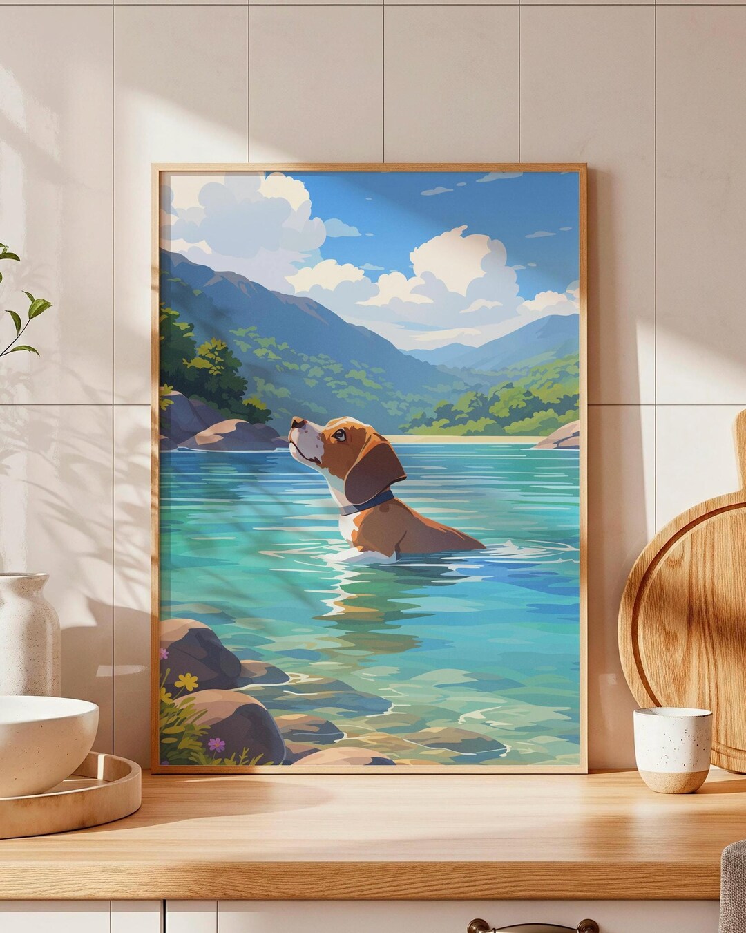 Beagle Puppy Wall Art, Cute Dog Nursery Decor, Kids Bedroom Poster ...