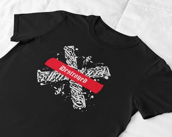 Destroyed Gothic Streetwear T-Shirt, Grunge Cross Graphic