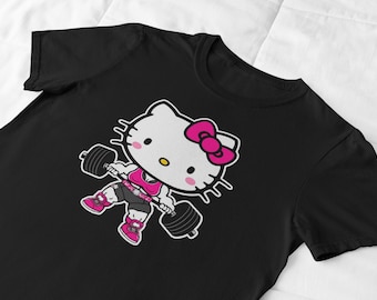 Funny Kitty Bodybuilding T-Shirt, Unisex Fitness Tee