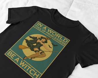 Retro Witch T-Shirt: Feminist Halloween Tee - Vintage Pin-Up Style