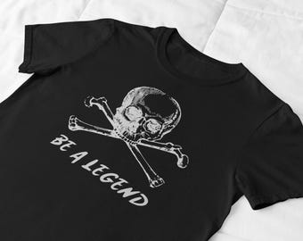 Grunge Skull & Crossbones Graphic T-Shirt, Gothic Punk Streetwear