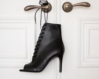 Leather High Heels shoes | Heels for events | Leather heels for party | Shoes for events | Professional dance shoes | Black high heels