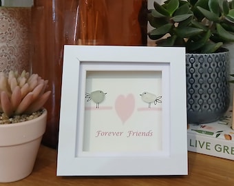 Seeglas Vögel Freund Geschenk, handgemachte Treibholz Schatten Box Kunst