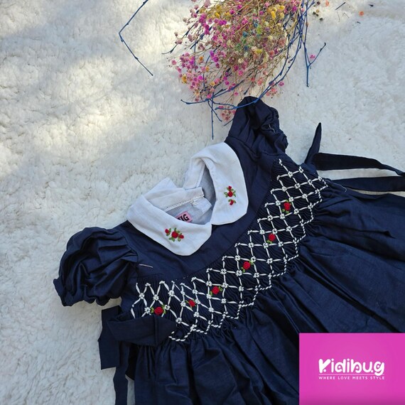 navy blue smocked dress The Gauze Smock Dress main image 1