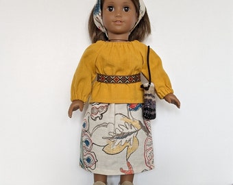 Southwestern Themed Skirt, Blouse, Moccasins, and Bag for Josefina or other American Girl and 18 Inch Dolls