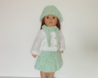 Mint Green and White Winter Ensemble for American Girl and Other 18 inch Dolls