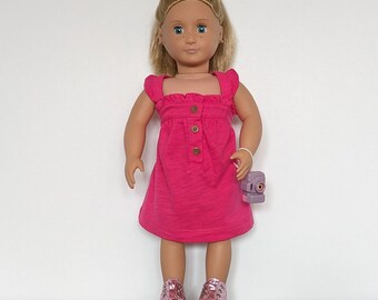 Hot Pink Sommerkleid, High Tops und Accessoires für American Girl und andere 18-Zoll-Puppen