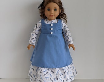 Civil War Era Dress, Apron, Pantalettes, and Shoes for American Girl and Other 18 Inch Dolls