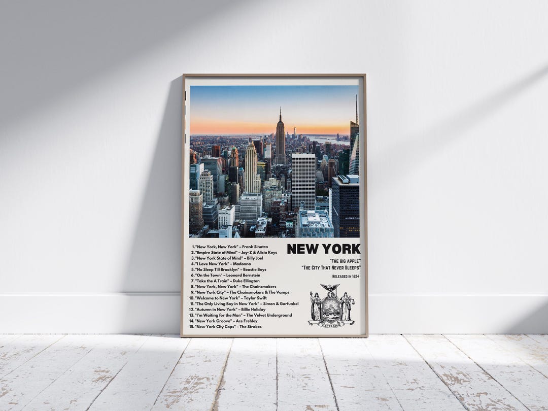 New York City Album Poster, Digital Download, Songs of the City, Iconic ...