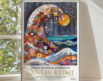Gustav Klimt Ocean Night Print: Art Nouveau Vintage Poster