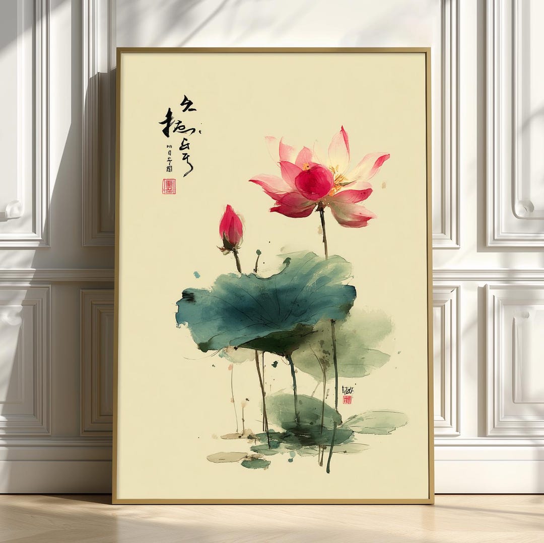 Lotus Flower Print | Japanese Wall Art | Zen Watercolor Poster | Asian ...