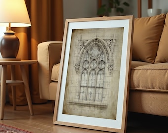 Gothik Kathedrale Fensterbild: Vintage Architekturentwurf