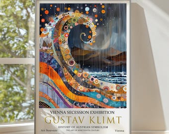 Gustav Klimt Wave Print: Art Nouveau Vintage Poster