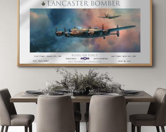 Lancaster Bomber RAF WWII Druck: Vintage Luftfahrt Kunst