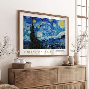 Vincent Van Gogh Sternennacht Kunst Druck - Vintage Impressionist Ausstellungsplakat, Nachthimmel Wandkunst, Klassische Malerei