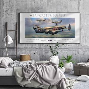 Lancaster Bomber Print: WWII RAF Warplane Aviation Art