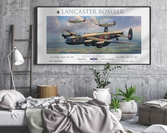 Lancaster Bomber Druck: WWII RAF Kampfflugzeug Luftfahrt Kunst