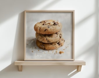 Chocolate Chip Cookie Art Print – Rustic Kitchen Wall Decor