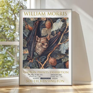 William Morris Print, William Morris Exhibition Print, William Morris Poster, Vintage Poster, Textile Design, Vintage Wall Art, Bat Poster