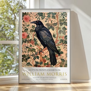 William Morris, William Morris Exhibition Poster, Morris Wall Print, Vintage Wall Art, Textile Art, Vintage Poster, Raven Wall Art Print