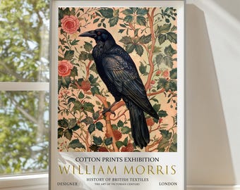 William Morris Raven Print: Vintage Floral Textile Art